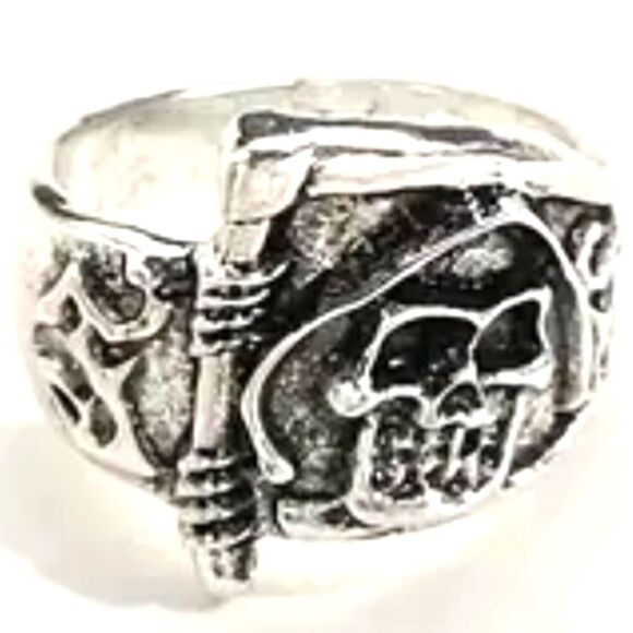 Skull punk rock ring unisex sz 6 - Picture 1 of 9